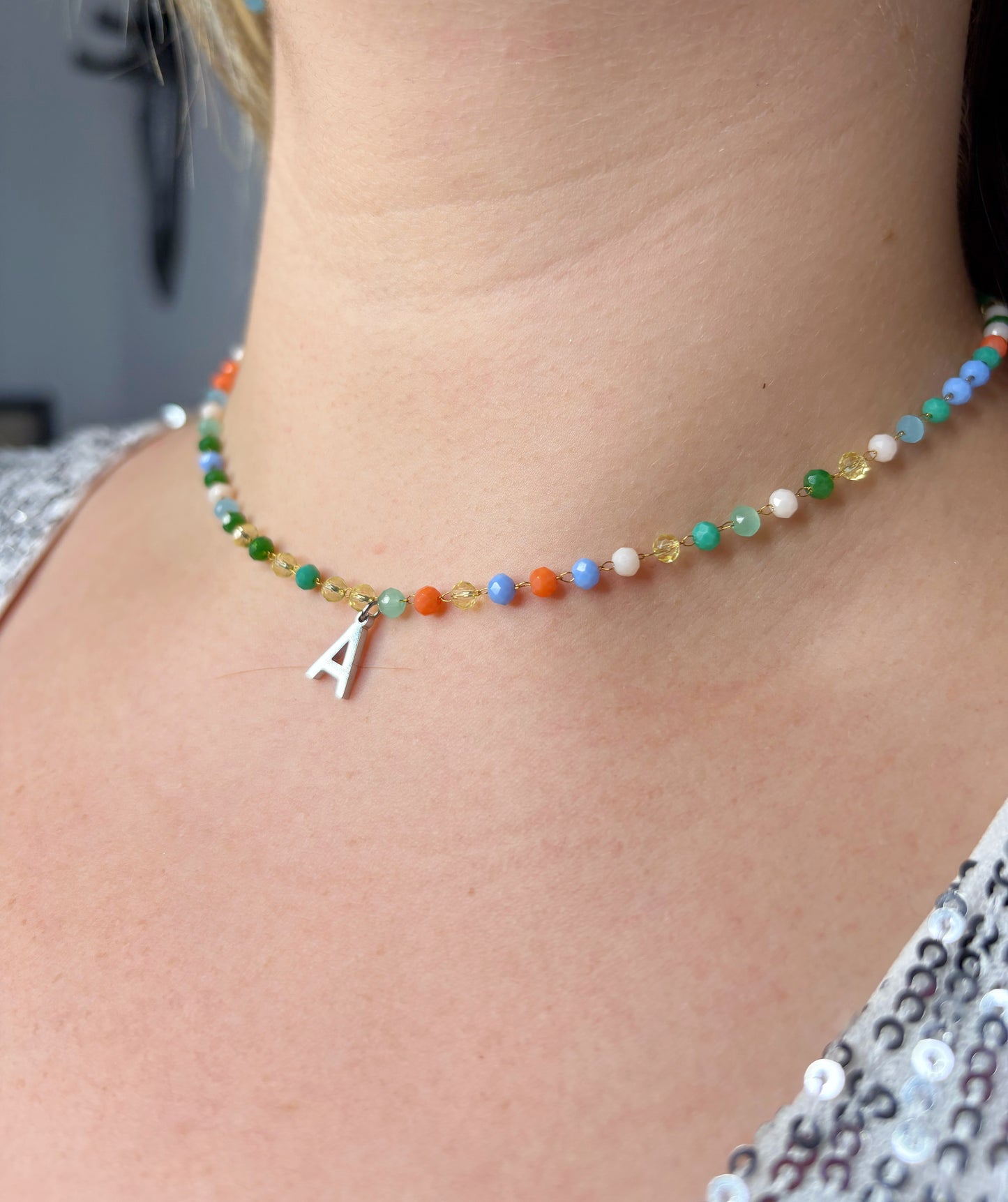 Collier déterminé ( mélange bleu )
